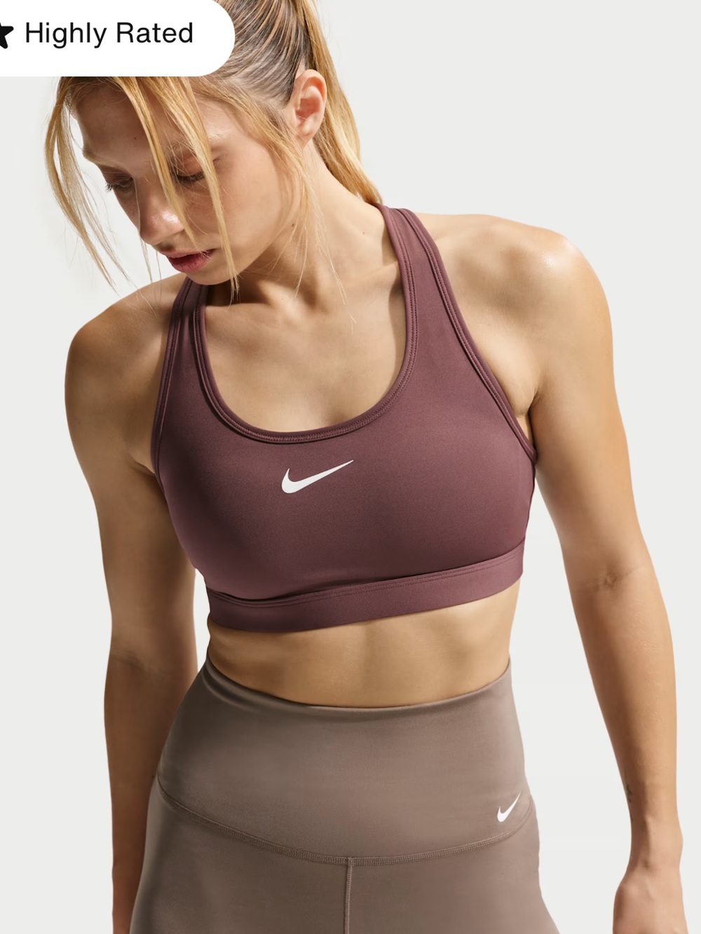 Nike Mauve Sports Bra with White Swoosh